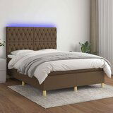  Krevet box spring s madracem LED tamnosmeđi 140x200 cm tkanina | shoptok.hr
