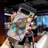 INORCO Ovitek s stojalom v obliki rožic za Google Pixel 8 Pro, PC+TPU+ovitek za telefon iz kaljenega stekla z vrvico, (22036468) | Shoptok.si