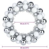 vidaXL Božični venci z kroglicami 2 pcs Bela in Srebrna 33 x 33 x 7 cm | Shoptok.si