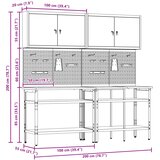  Set radnog stola 8 kom. Crvena i siva Čelik s prahom premazan | shoptok.hr