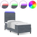 vidaXL Postelja z vzmetnico z vzmetnico Temno siva 90 x 190 cm Žamet | Shoptok.si