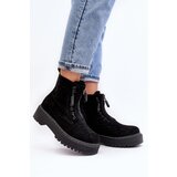 Kesi Women&#039;s suede ankle boots Trapper with a thick sole with a zip, black Edivame cijene