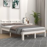 Maison Chic Posteljni okvir - Dvoposteljna postelja - Zakonska postelja bel iz trdnega lesa 140x200 cm-J10162, (21769657) | Shoptok.si