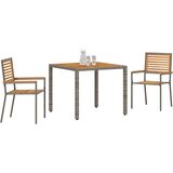  Vrtni set za objed 3 pcs Siva i smeđa poliratan | shoptok.hr