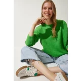 Happiness İstanbul Women's Green Oversize Knitwear Sweater