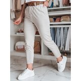 DStreet Spodnie damskie casualowe z paskiem MADELINA jasnobeżowe | Shoptok.si