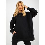 Fashion Hunters Black long oversize kangaroo hoodie MAYFLIES Cene