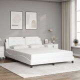 Maison Chic Posteljni okvir - Dvoposteljna postelja - Zakonska postelja z vzglavjem bel 160x200 cm umetno usnje-J5753, (21760301) | Shoptok.si