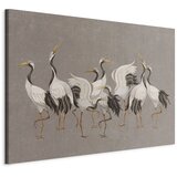  XXL slika - Crane dance – bright silhouettes of birds against a warm grey background with texture 160x107 | shoptok.hr