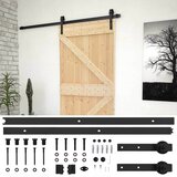  Klizna vrata 90 x 210 cm Masivna borovina Prirodna i crna | shoptok.hr