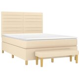  Krevet s oprugama i madracem krem 140x200 cm od tkanine | shoptok.hr