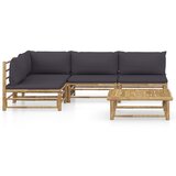 Maison Chic Seti vrtnega pohištva - Vrtna garnitura - Vrtni pohištvo set s temno sivimi blazinami 5-delna bambus, (21796784) | Shoptok.si