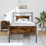  Okvir kreveta bez madraca dimljena boja hrasta 75x190 cm drveni | shoptok.hr