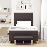 vidaXL Postelja z vzmetnico in klopjo Temno rjava 120x190 cm Tkanina, (22083681) | Shoptok.si