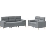  2-dijelni set sofa s jastucima svjetlosivi od tkanine | shoptok.hr