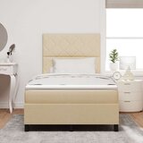 vidaXL Postelja z box springom in vzmetnico krem 120x200 cm iz tkanine, (22080749) | Shoptok.si