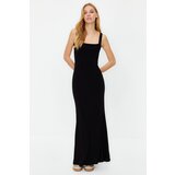 Trendyol Black Thick Strap Fitted Flexible Knitted Maxi Dress Cene