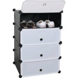 Kondela Modularno stojalo za čevlje, črna/bela, PORET | Shoptok.si