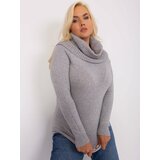 Fashion Hunters A plus-size gray sweater with a flowing turtleneck cene