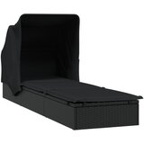 LEŽAJ za sunčanje sklopivi krov crni 213 x 63 x 97 cm poliratan | shoptok.hr