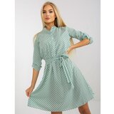 Fashion Hunters Casual white and green dress with a button closure Cene