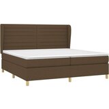  Box spring postelja z vzmetnico temno rjav 200x200 cm blago, (21089236) | Shoptok.si