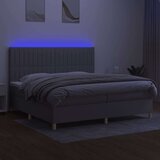  Krevet box spring s madracem LED svjetlosivi 200x200 cm tkanina | shoptok.hr