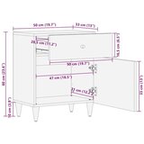 vidaXL Noćni ormarić s ladicama Bež 50 x 33 x 60 cm masivno drvo manga | shoptok.hr