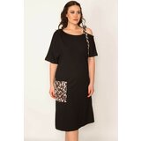 Şans Women's Plus Size Black Strap And Pocket Detailed Dress Cene