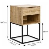 ModernHome GIC-NST65-15 – Nočna omarica z predalom in polico, 40 × 38,5 × 64,5 cm, svetel hrast/črna | Shoptok.si