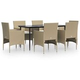  7-dijelni vrtni blagovaonski set s jastucima bež i crni | shoptok.hr