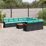  12-dijelni vrtni set s jastucima crni poliratan | shoptok.hr