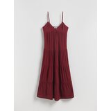 Reserved Midi haljina s visokim udjelom viskoze - burgundy | shoptok.hr