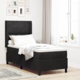 vidaXL Box Spring Krevet s Madracem i LED Lampom Crni 80x200 cm Baršun | shoptok.hr