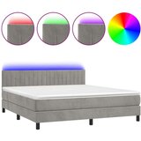  Box spring postelja z vzmetnico LED svetlo siva 160x200cm žamet, (20789941) | Shoptok.si