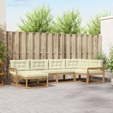  Set vanjskih sofa s jastukom 5 pcs Bijela i krem Poliester | shoptok.hr
