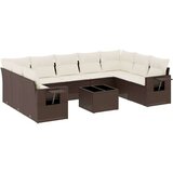 vidaXL 10-dijelni set vrtnih sofa od poliratana s jastucima smeđi | shoptok.hr