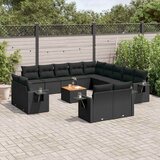  14-dijelni set vrtnih sofa s jastucima poliratan crni | shoptok.hr