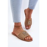 EVENTO Flat Women's Slippers with Weave and Decoration Beige Omenna | shoptok.hr
