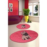 Pink pug multicolor bathmat set (2 pieces) | ePonuda.com