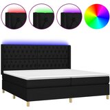 vidaXL Box spring postelja z vzmetnico LED črna 200x200 cm blago, (20761145) Cene