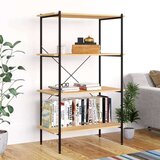 vidaXL 4-nadstropni regal s policami črn in hrast 80x40x130 cm | Shoptok.si