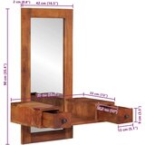  Zidno ogledalo s ladicama 60x33x90 cm puno drvo bagrem | shoptok.hr