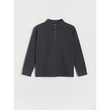 Reserved božična oversize polo majica z dolgimi rokavi - siva u