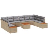 vidaXL 11-dijelni set garažne sofe s jastučićima bež poli ratan akacija | shoptok.hr