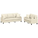  2-dijelni set sofa s jastucima krem od umjetne kože | shoptok.hr
