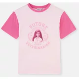 Dagi Pink Barbie License Printed Short Sleeve Crew Neck T-Shirt