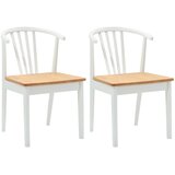  Stolac za blagovanje 2 pcs bijela i prirodna Čvrsto drvo | shoptok.hr
