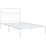vidaXL Kovinski posteljni okvir z vzglavjem bel 107x203 cm, (21251435) | Shoptok.si