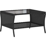  Vrtna sofa 2-sjed s jastucima i stolom od crnog poliratana | shoptok.hr